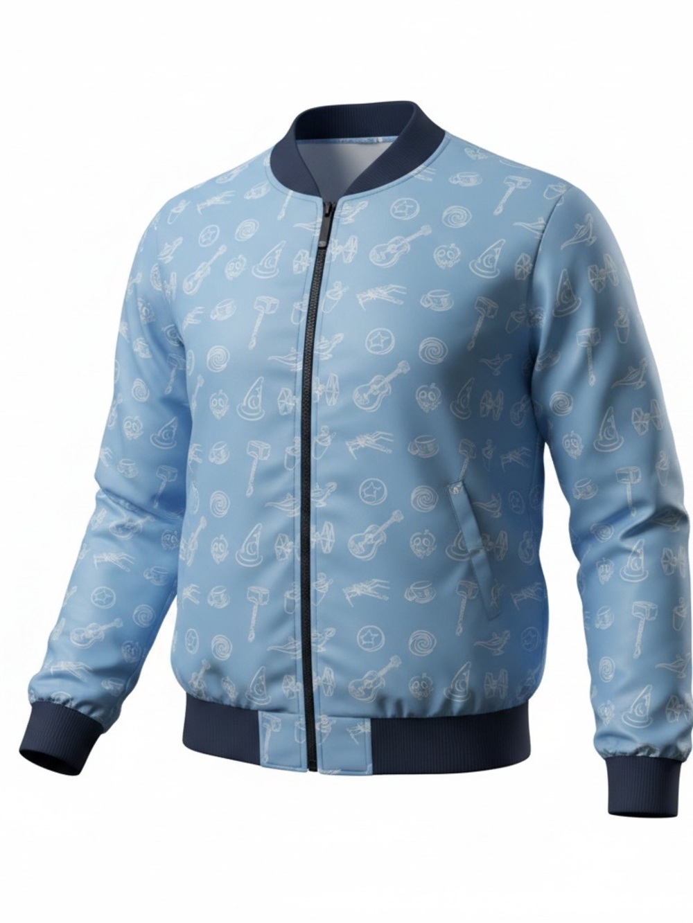 Disney D23 Reversible Blue Satin Bomber Jacket